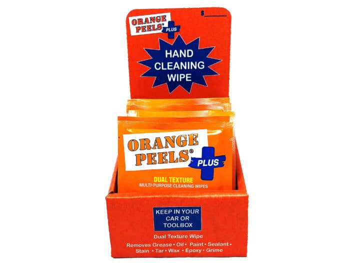 Orange Peels Plus Counter Top Display with 25 Packs Bro-Tex Customized Wiping